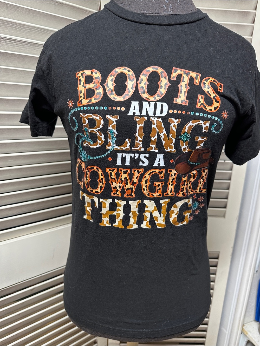 Boots and Bling Cowgirl Graphic Tee - Black